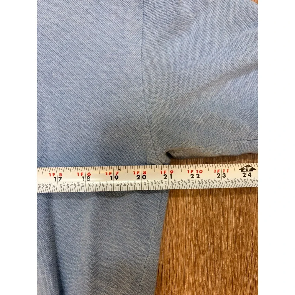 Polo Ralph Lauren Mens Large Light Blue Heathered‎ Cotton Pique Short Sleeve